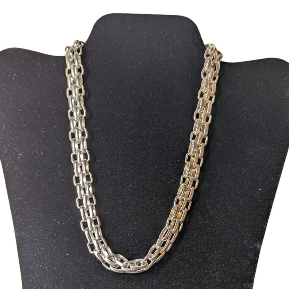 Karine Sultan Necklace Silver Tone 18 - 22 Inch Chain Chunky Statement Vintage